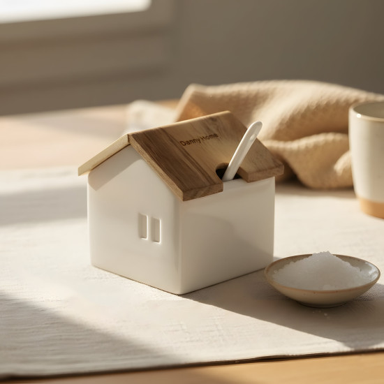 Sugar Bowl with Wooden Lid